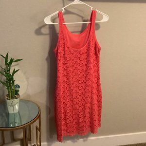 crocheted lace coral and flower design